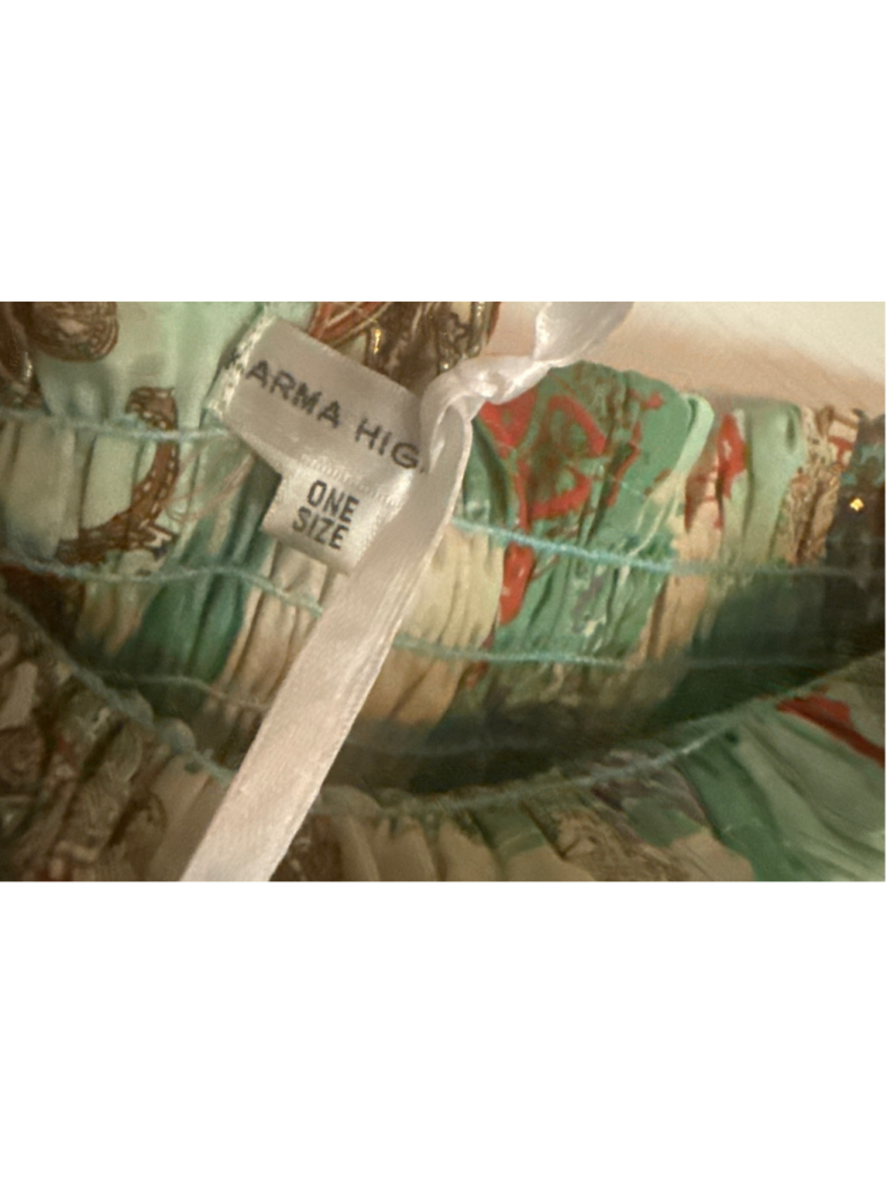 Karma Highway Maxi Dress Size OS Green Orange Paisley Print - Picture 4 of 6